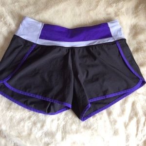 Lululemon Run Times Shorts Black and Purple